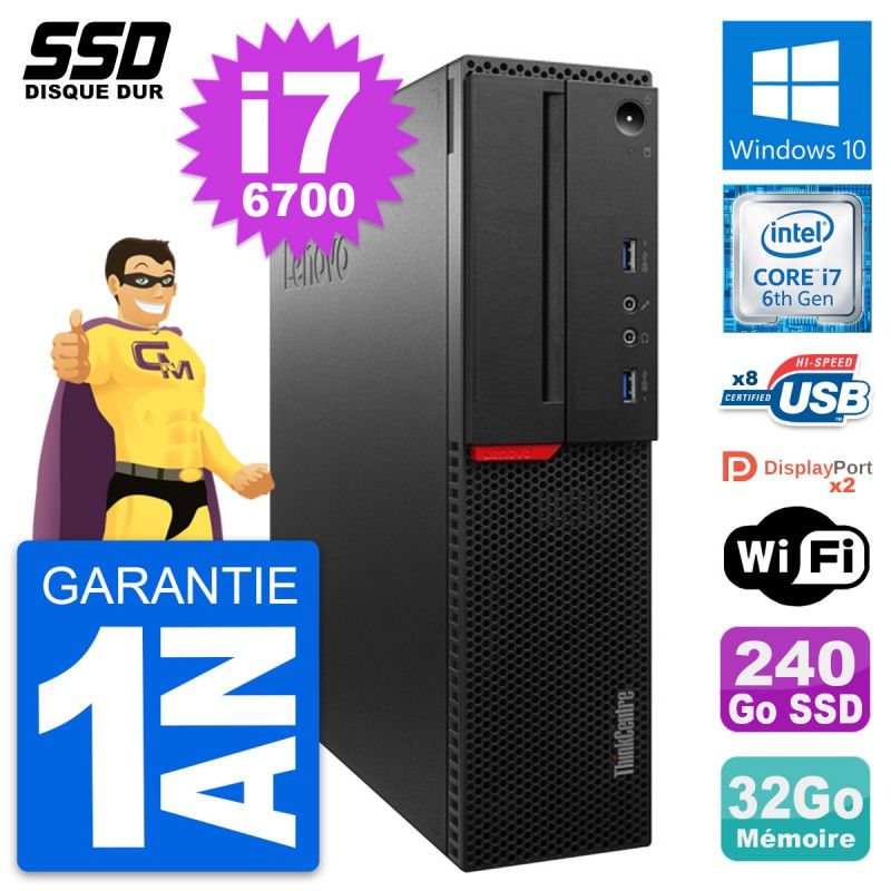 Lenovo ThinkCentre M800 SFF Desktop - Intel i7-6700, 32GB RAM, 240GB SSD, Windows 10, WiFi