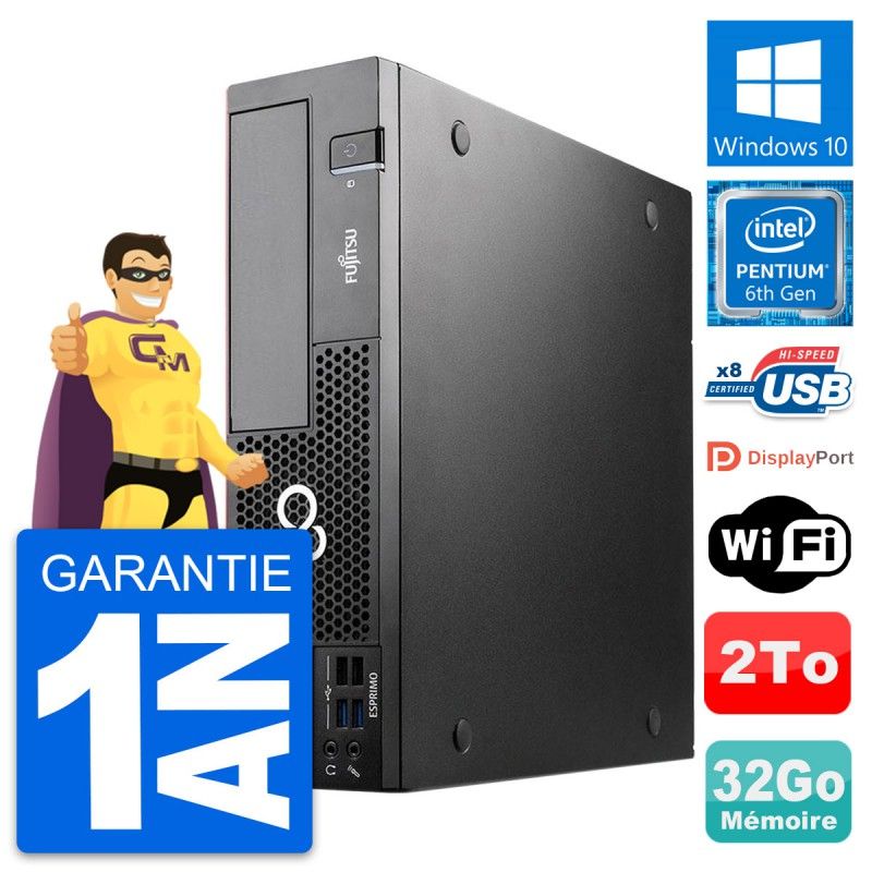 Fujitsu Esprimo D556 DT Desktop PC - Intel Pentium G4400, 32GB RAM, 2TB HDD, Windows 10, WiFi