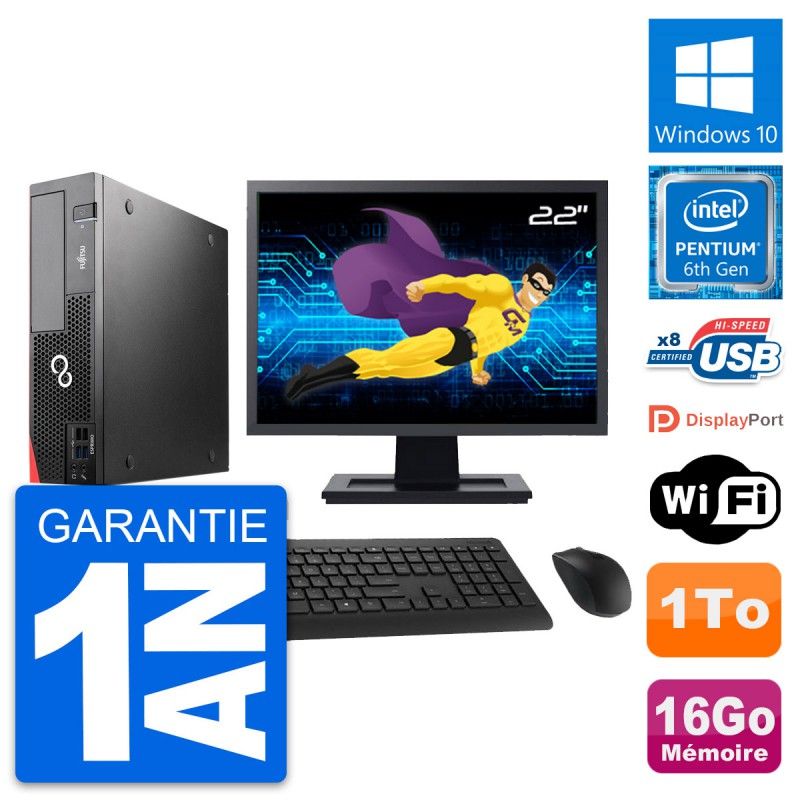 Fujitsu D556 DT 22-inch Screen, Intel G4400, 16GB RAM, 1TB Hard Drive, Windows 10, WiFi