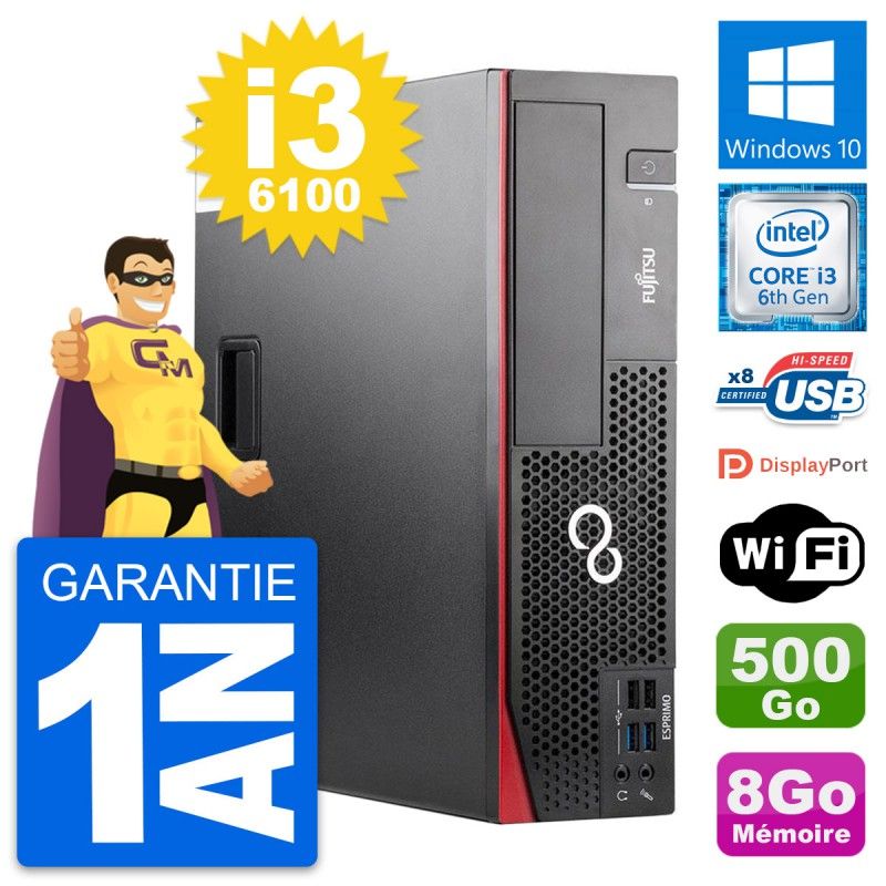 PC de escritorio Fujitsu Esprimo D556 DT - Procesador Intel Core i3-6100, 8 GB de RAM, disco duro de 500 GB, Windows 10, WiFi
