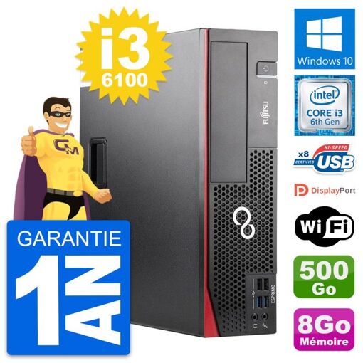 PC de escritorio Fujitsu Esprimo D556 DT - Procesador Intel Core i3-6100, 8 GB de RAM, disco duro de 500 GB, Windows 10, WiFi