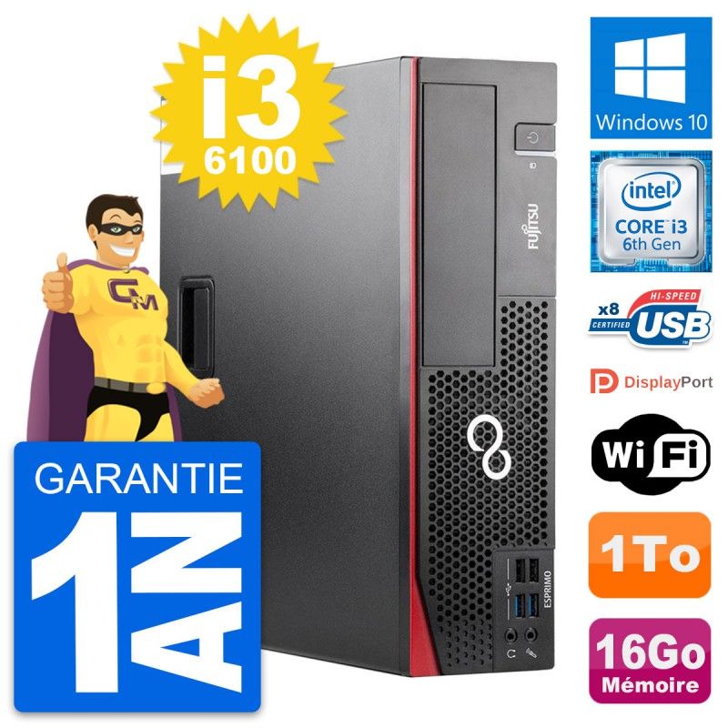 Fujitsu Esprimo D556 DT Desktop PC - Intel i3-6100, 16GB RAM, 1TB HDD, Windows 10, WiFi