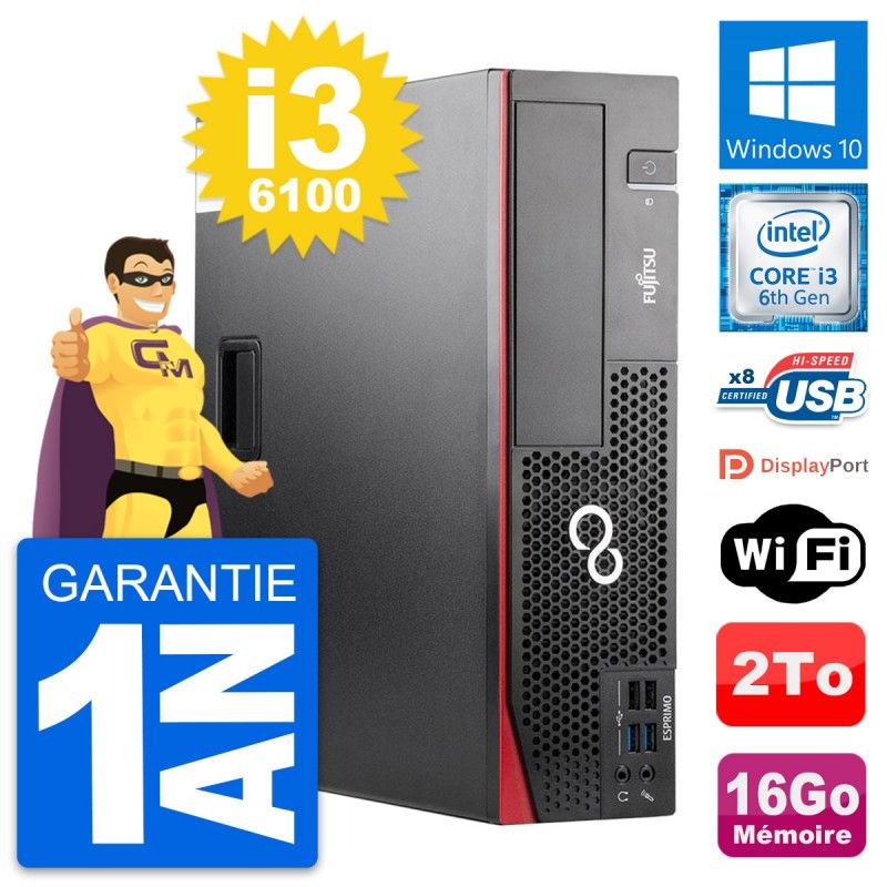 Fujitsu Esprimo D556 DT Desktop PC - Intel i3-6100, 16GB RAM, 2TB HDD, Windows 10, WiFi