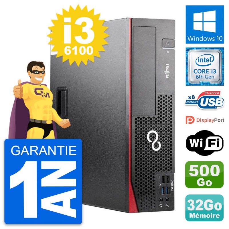 Fujitsu Esprimo D556 DT Desktop PC - Intel i3-6100, 32GB RAM, 500GB HDD, Windows 10, WiFi