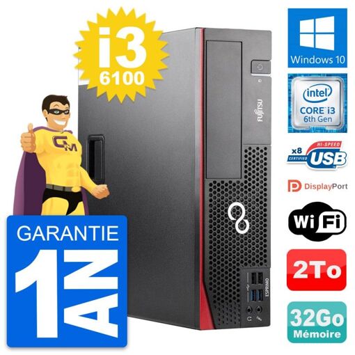 PC de escritorio Fujitsu Esprimo D556 DT - Procesador Intel Core i3-6100, 32 GB de RAM, 2 TB HDD, Windows 10, WiFi
