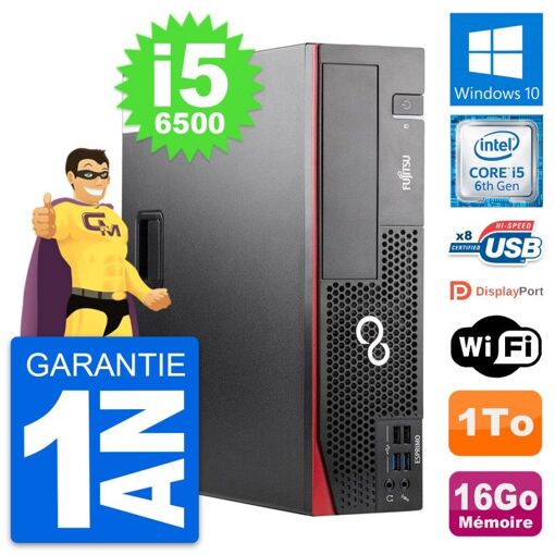 PC de escritorio Fujitsu Esprimo D556 DT - Procesador Intel i5-6500, 16 GB RAM, 1 TB HDD, Windows 10, WiFi