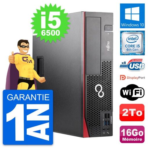 PC de escritorio Fujitsu Esprimo D556 DT - Procesador Intel Core i5-6500, 16GB de RAM, Disco duro de 2TB, Windows 10, WiFi