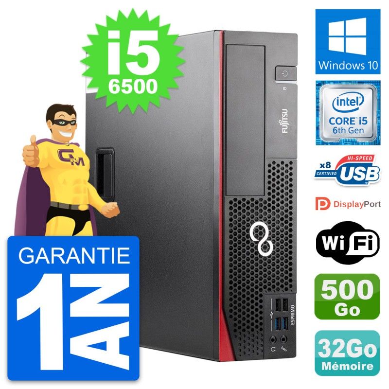 Fujitsu Esprimo D556 DT Desktop PC - Intel i5-6500, 32GB RAM, 500GB HDD, Windows 10, WiFi