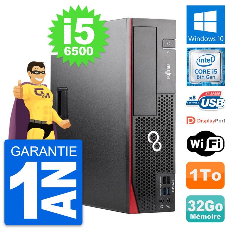 Fujitsu Esprimo D556 DT Desktop PC - Intel i5-6500, 32GB RAM, 1TB HDD, Windows 10, WiFi