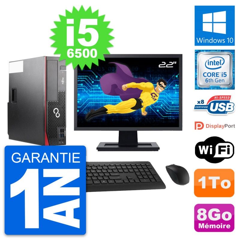 Fujitsu D556 DT 22-inch PC - Intel i5, 8GB RAM, 1TB HDD, Windows 10, WiFi
