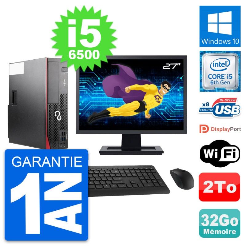 Fujitsu D556 DT 27-Inch All-in-One PC with Intel i5, 32GB RAM, 2TB Storage, Windows 10, WiFi