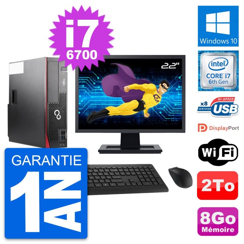 Fujitsu D556 DT 22-inch Computer - Intel i7-6700, 8GB RAM, 2TB HDD, Windows 10, WiFi