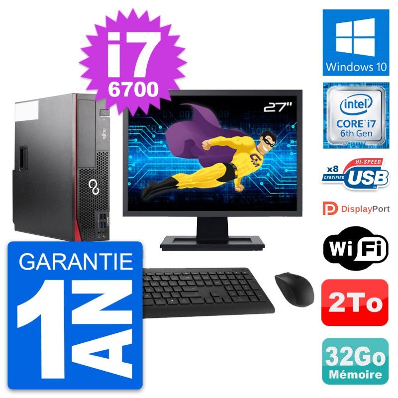 Fujitsu D556 DT 27-Inch Desktop PC - Intel i7-6700, 32GB RAM, 2TB HDD, Windows 10, WiFi