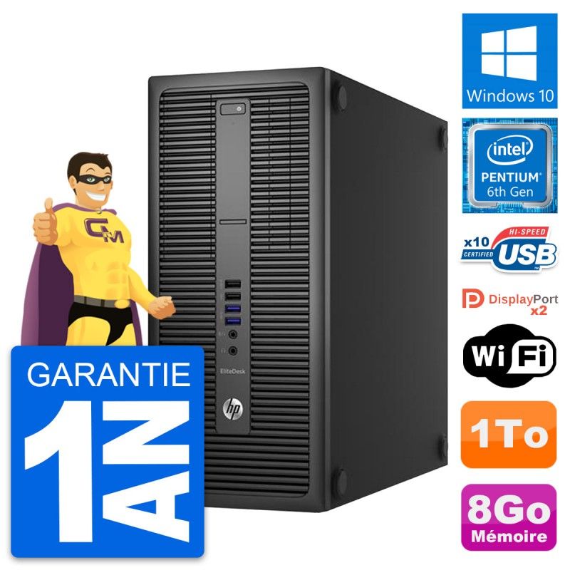 HP EliteDesk 800 G2 Desktop PC - Intel Pentium G4400, 8GB RAM, 1TB HDD, Windows 10, WiFi