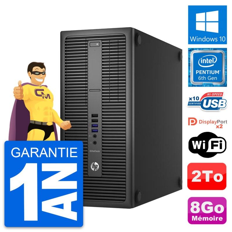 HP EliteDesk 800 G2 Desktop PC - Intel Pentium G4400, 8GB RAM, 2TB HDD, Windows 10, WiFi