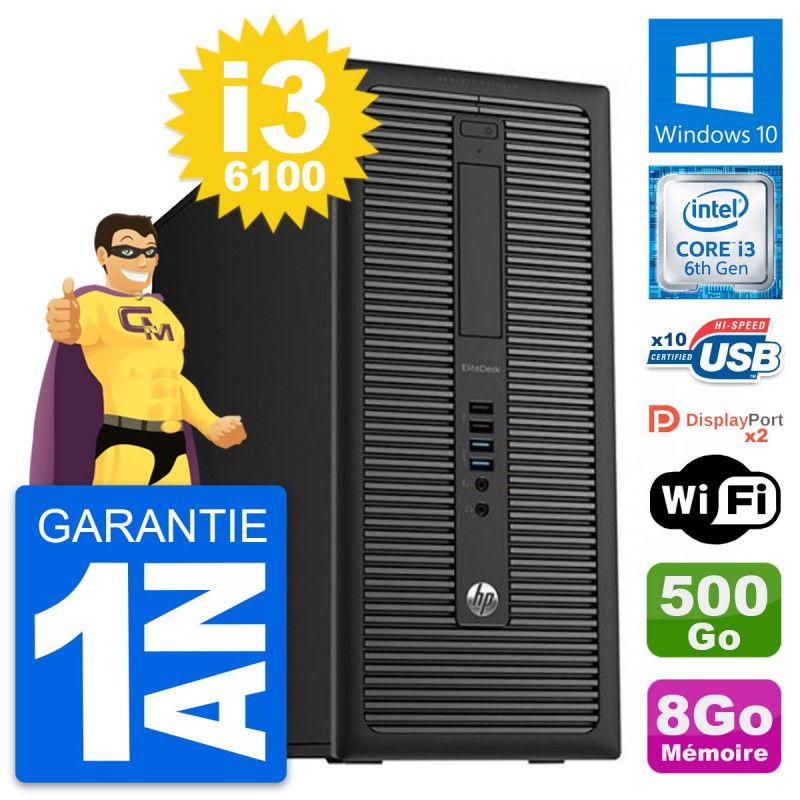 HP EliteDesk 800 G2 Desktop PC - Intel i3-6100, 8GB RAM, 500GB HDD, Windows 10, WiFi