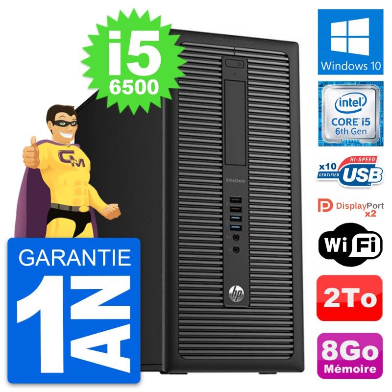 HP EliteDesk 800 G2 Desktop PC - Intel i5-6500, 8GB RAM, 2TB HDD, Windows 10, WiFi