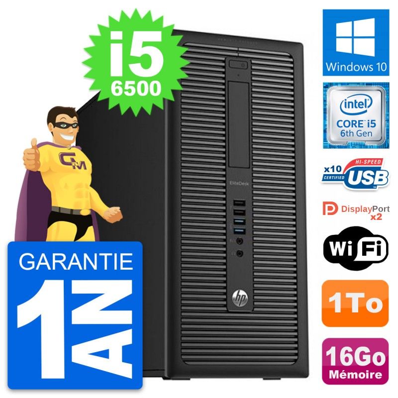 HP EliteDesk 800 G2 Desktop PC - Intel i5-6500, 16GB RAM, 1TB HDD, Windows 10, WiFi