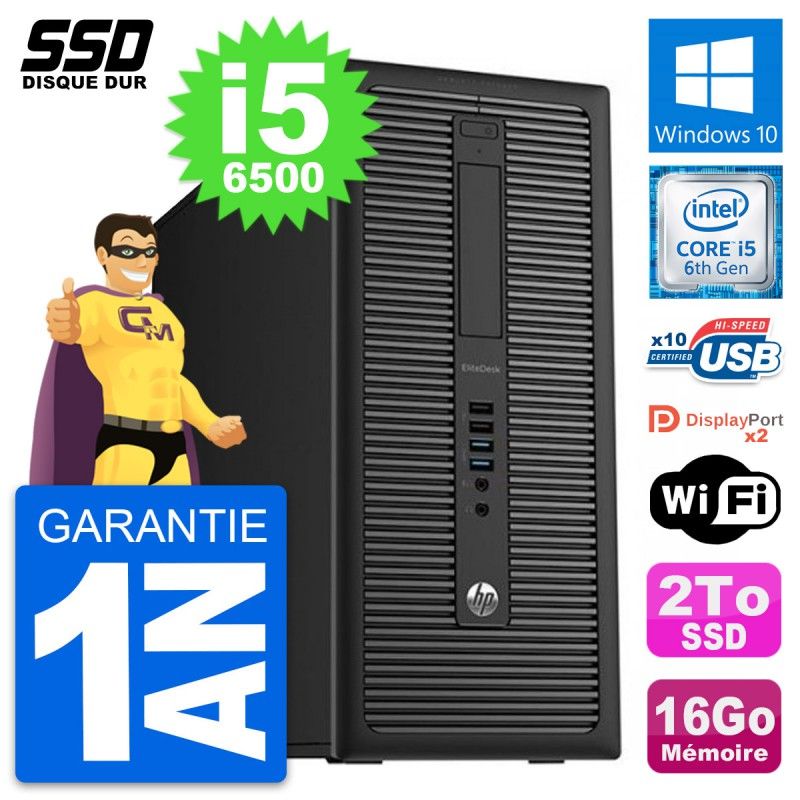 HP EliteDesk 800 G2 Desktop PC - Intel Core i5, 16GB RAM, 2TB SSD, Windows 10, WiFi