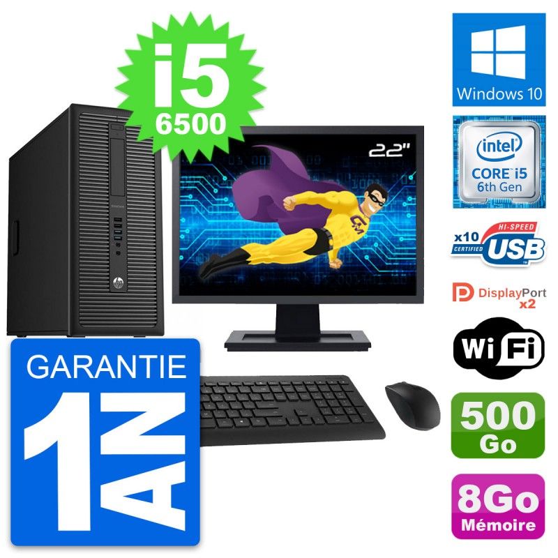 HP EliteDesk 800 G2 22-inch Intel i5-6500 8GB RAM 500GB HDD Windows 10 WiFi PC