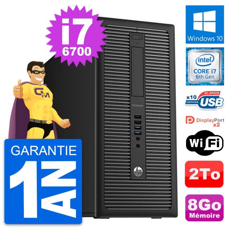 HP EliteDesk 800 G2 Desktop PC - Intel i7-6700, 8GB RAM, 2TB HDD, Windows 10, WiFi