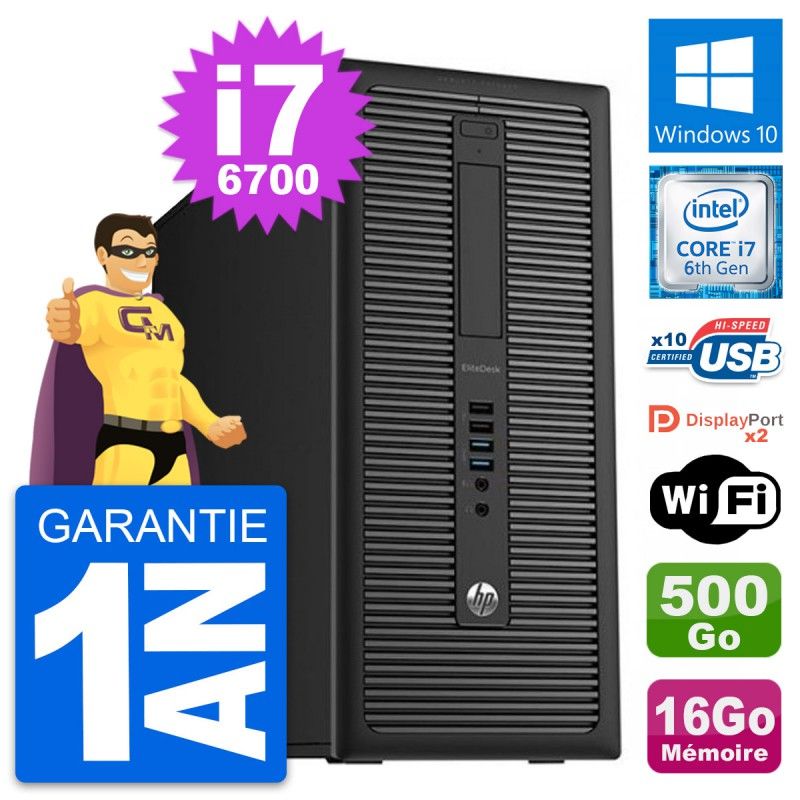 HP EliteDesk 800 G2 Desktop PC - Intel i7-6700, 16GB RAM, 500GB HDD, Windows 10, WiFi