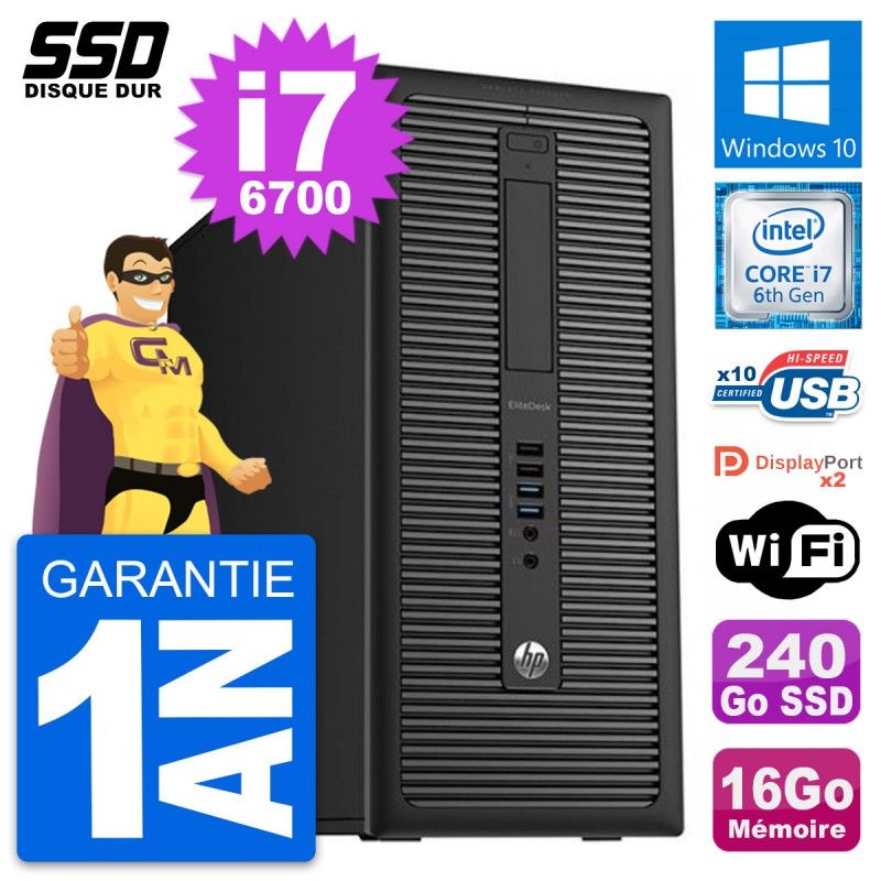 HP EliteDesk 800 G2 Desktop PC - Intel i7-6700, 16GB RAM, 240GB SSD, Windows 10, WiFi