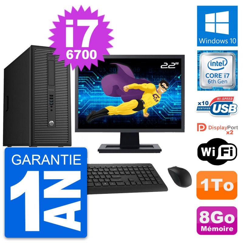HP EliteDesk 800 G2 Pantalla de 22' i7-6700 8GB RAM 1TB HDD Windows 10 Wi-Fi