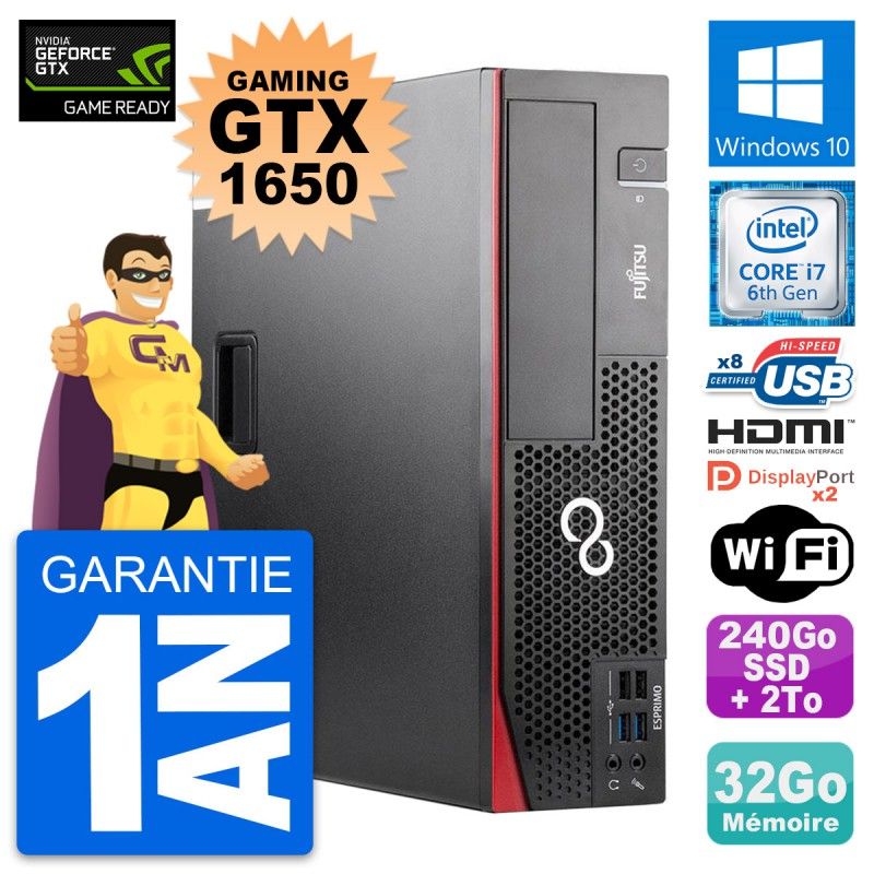 Fujitsu D556 DT Gaming PC - i7-6700, 32GB RAM, 240GB SSD + 2TB HDD, GTX 1650