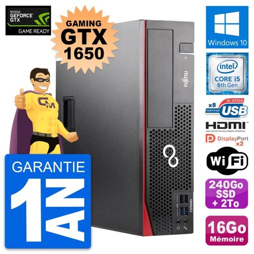 PC de juego Fujitsu D556 DT - GTX 1650, i5-6500, 16GB de RAM, 240GB SSD + 2TB HDD
