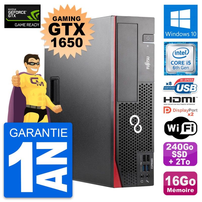 Fujitsu D556 DT Gaming PC - GTX 1650, i5-6500, 16GB RAM, 240GB SSD + 2TB HDD