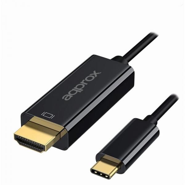 Cable USB C a HDMI approx ! APPC52 Negro Ultra HD 4K