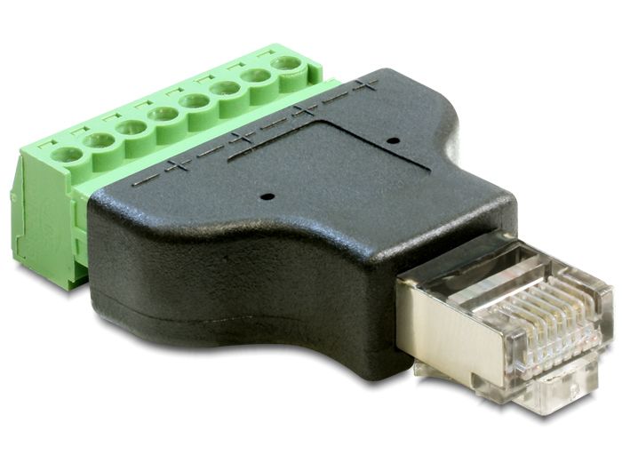 Delock RJ45 8p Gender Changer Cable, Black/Green