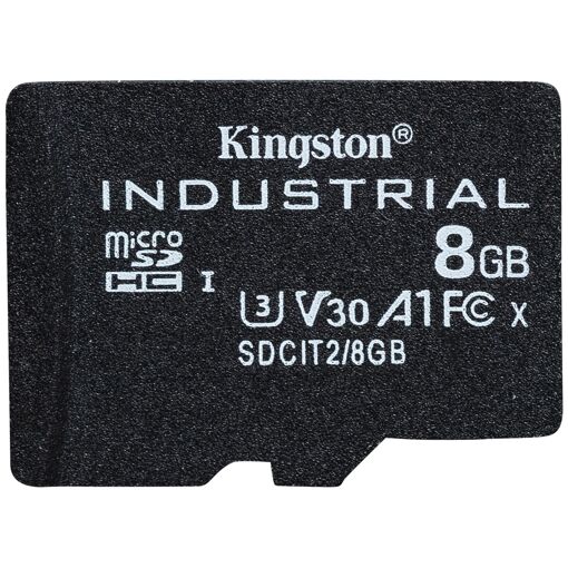 Kingston Technology - Industrial Flash Memory Card - 8GB - A1 / Video Class V30 / UHS-I U3 / Class10 - microSDHC UHS-I