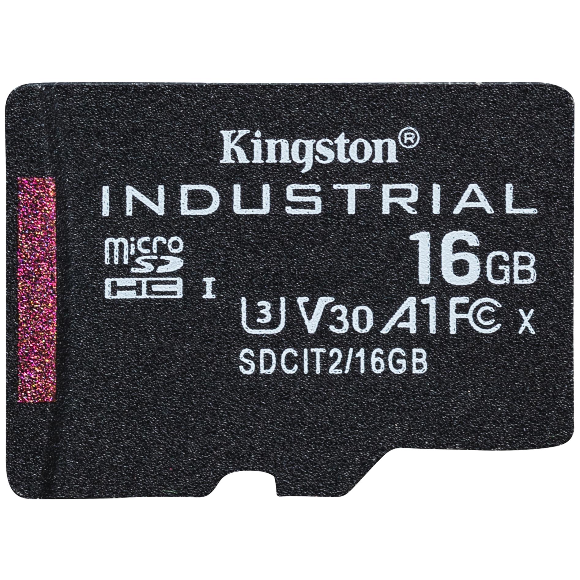 Tarjeta de memoria flash Kingston Industrial - 16 GB - A1 / Clase de vídeo V30 / UHS-I U3 / Clase 10 - microSDHC UHS-I