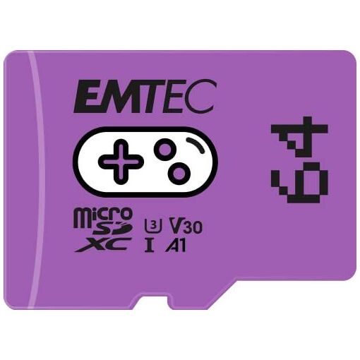 Dexxon EMTEC Gaming Flash Memory Card - 64GB, A1/Video Class V30/UHS-I U3 - MicroSDXC UHS-I - Violet