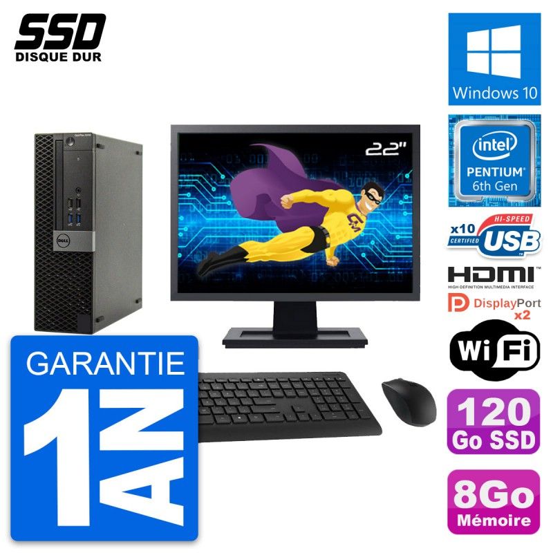 PC Dell OptiPlex 5040 SFF - Pantalla de 22', Intel Pentium G4400, 8GB RAM, 120GB SSD, HDMI, WiFi