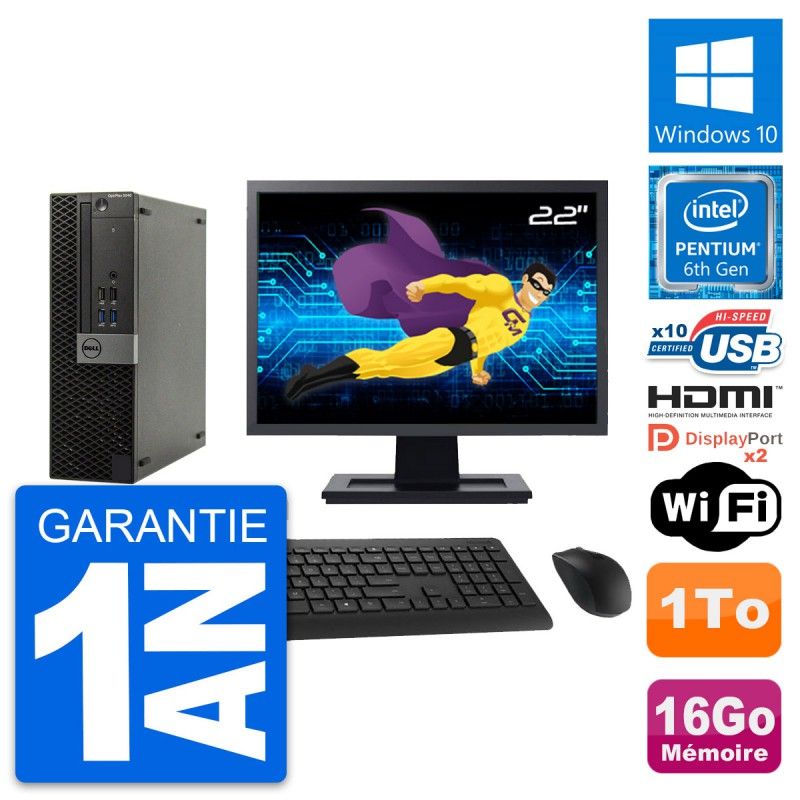 PC Dell OptiPlex 5040 SFF - Pantalla de 22", Intel G4400, 16 GB de RAM, 1 TB HDD, HDMI