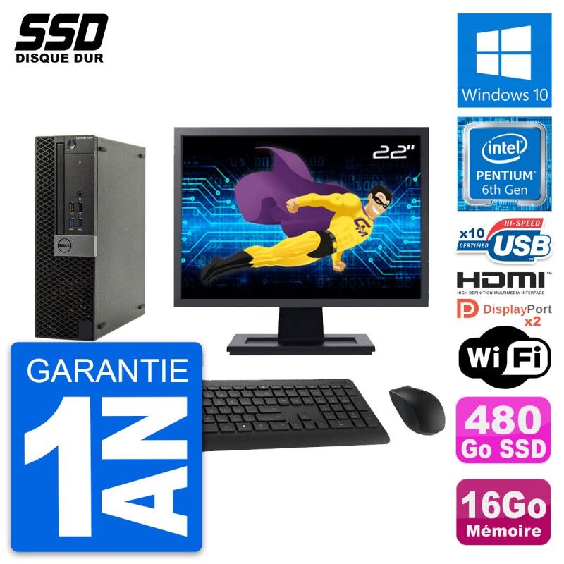 Computadora Dell OptiPlex 5040 SFF - Pantalla de 22', Intel G4400, 16GB de RAM, 480GB SSD, HDMI, WiFi