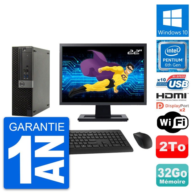 Dell OptiPlex 5040 SFF Computer - 22' Screen, Intel G4400, 32GB RAM, 2TB HDD, HDMI