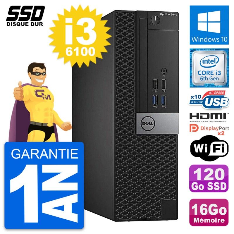 Dell OptiPlex 5040 SFF PC - Intel i3-6100, 16GB RAM, 120GB SSD, HDMI, WiFi