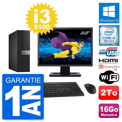 Computadora Dell OptiPlex 5040 SFF - Pantalla de 22', Intel Core i3-6100, 16 GB de RAM, 2 TB HDD, HDMI
