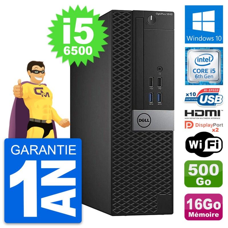 Dell OptiPlex 5040 SFF PC - Intel Core i5, 16GB RAM, 500GB HDD, HDMI, WiFi