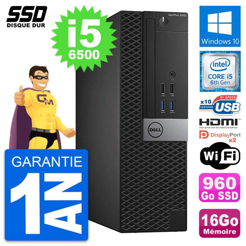 Dell OptiPlex 5040 SFF PC - Intel i5-6500, 16GB RAM, 960GB SSD, HDMI, WiFi