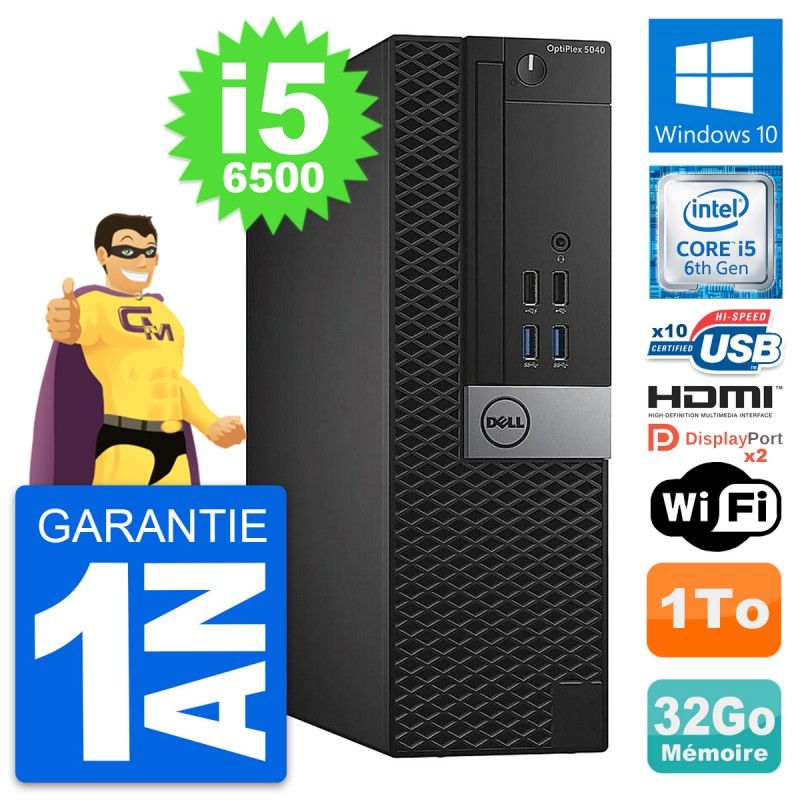 Dell OptiPlex 5040 SFF PC - Intel i5-6500, 32GB RAM, 1TB HDD, HDMI, WiFi
