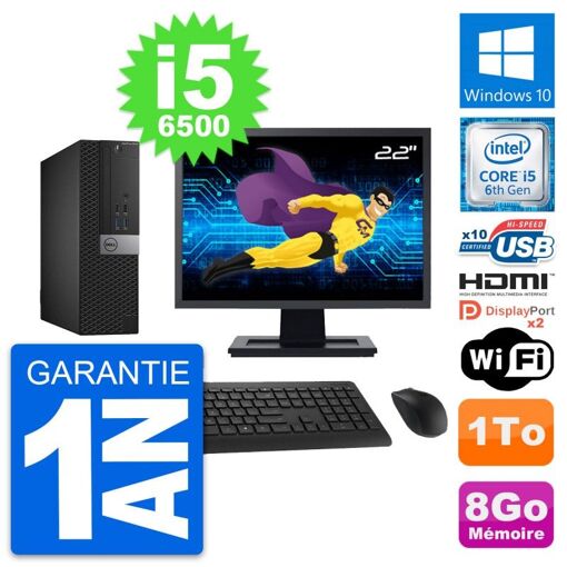 Computadora Dell OptiPlex 5040 SFF - Pantalla de 22', i5-6500, 8GB de RAM, 1TB HDD, HDMI, WiFi
