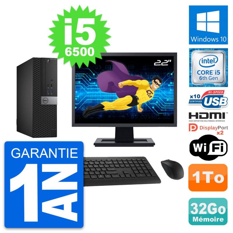 Dell OptiPlex 5040 SFF Computer - 22" Screen, Core i5-6500, 32GB RAM, 1TB HDD, HDMI