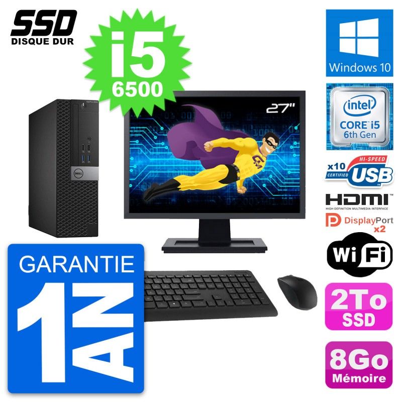Dell OptiPlex 5040 SFF Computer | 27" Screen | i5-6500 | 8GB RAM | 2TB SSD | HDMI | Wi-Fi