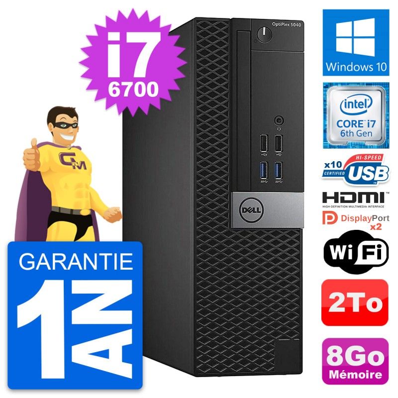 Dell OptiPlex 5040 SFF Desktop PC - Intel i7-6700, 8GB RAM, 2TB HDD, HDMI, WiFi