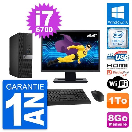 Computadora Dell OptiPlex 5040 SFF - Pantalla de 22'', Intel Core i7-6700, 8 GB de RAM, 1 TB HDD, HDMI, WiFi